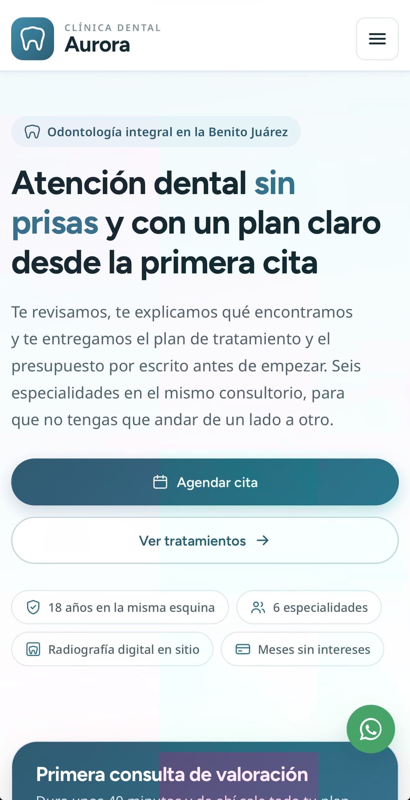 Demo de sitio web y agenda de citas para clínicas dentales y consultorios desarrollado por pro-sites.mx