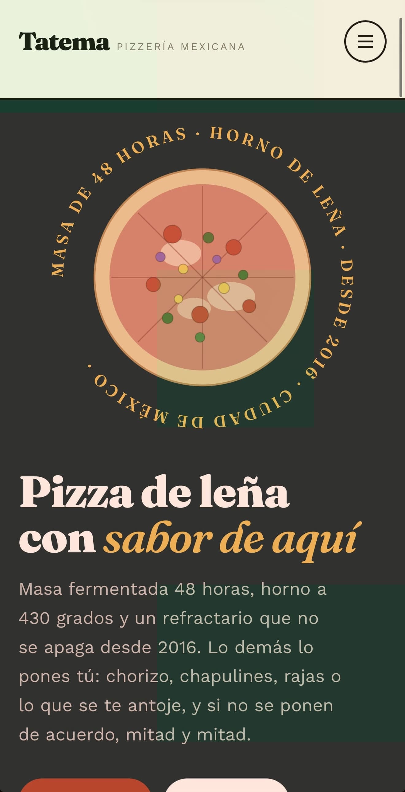 Demo de página web gastronómica y menú digital para pizzerías y restaurantes desarrollado por pro-sites.mx