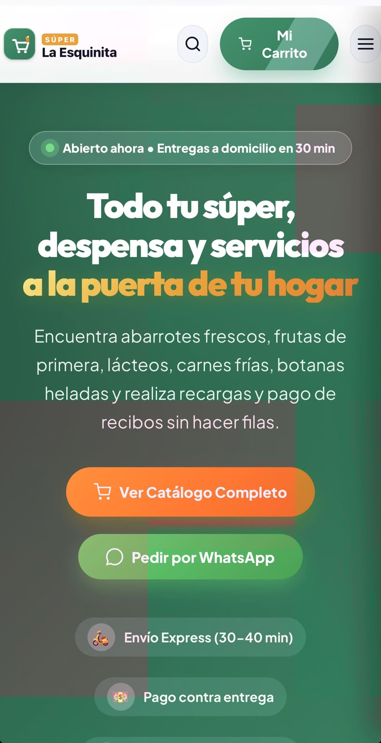 Demo de tienda en línea y pedidos a domicilio para supermercados y minisúper desarrollado por pro-sites.mx