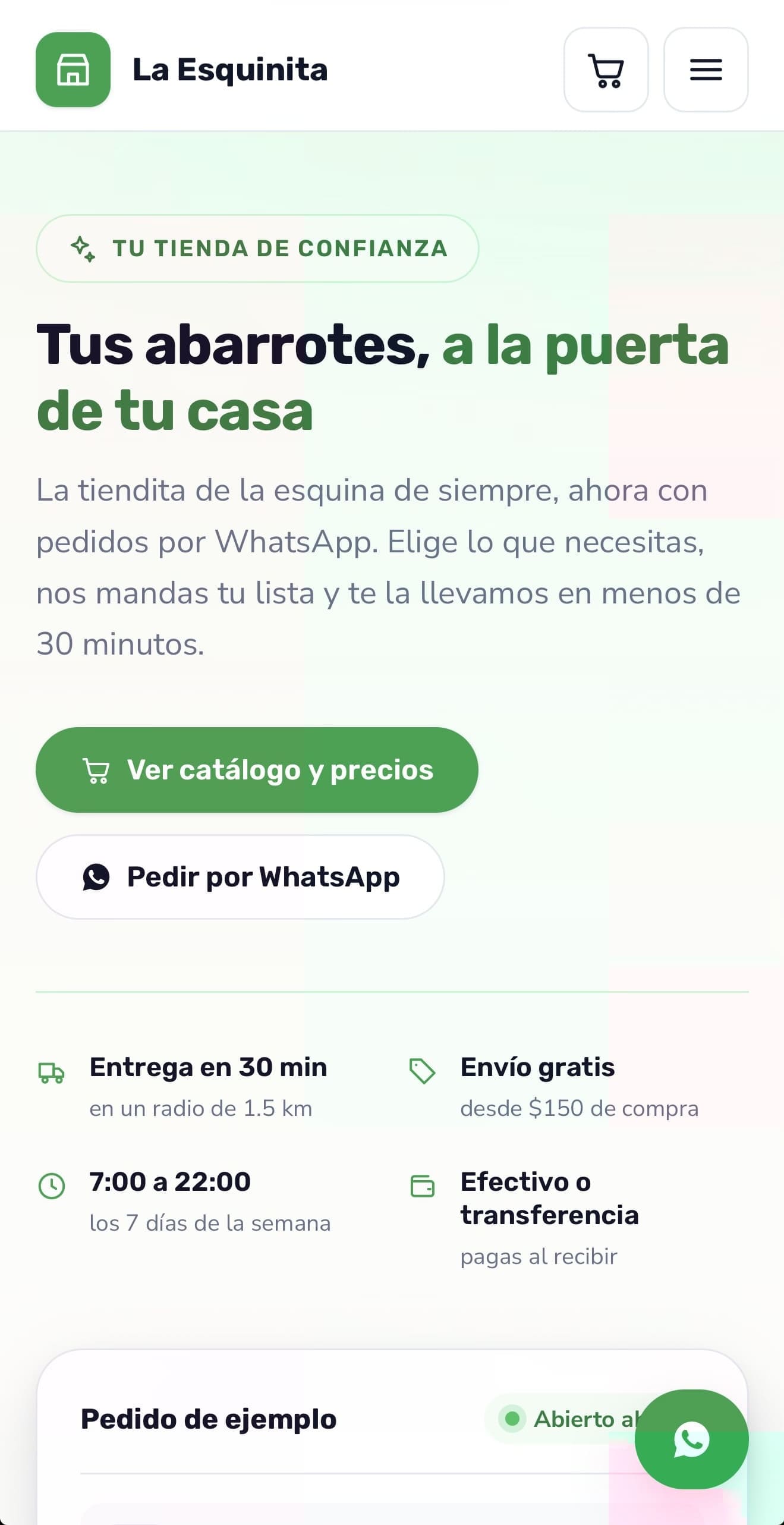 Demo de catálogo digital con pedidos por WhatsApp para tiendas de abarrotes desarrollado por pro-sites.mx