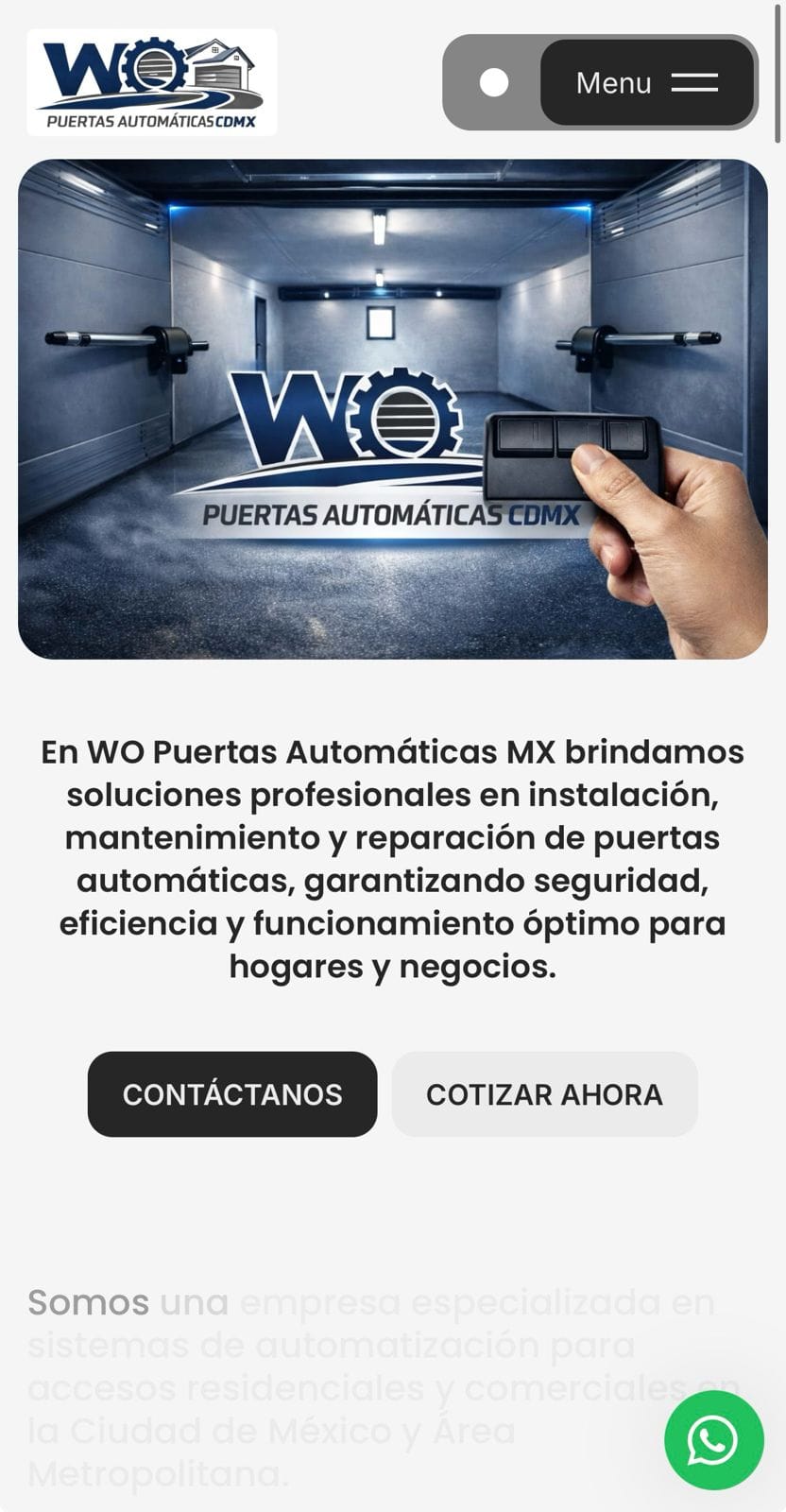 Landing Page de Alta Conversión Puertas Automáticas WO CDMX